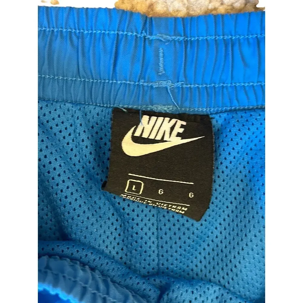 Nike Men’s Woven Athletic Shorts Blue White Drawstring Mesh Lined Size Large